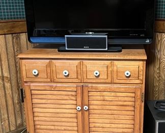 Early American-Style Cabinet and Sony Home Theatre TV and DVD System 