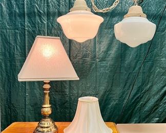 Two vintage school house lights.  Both are wired and work!  