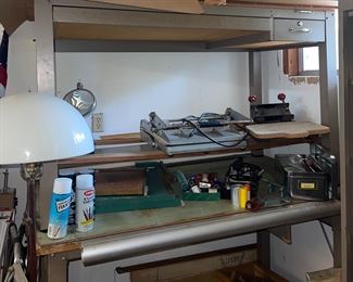 Industrial Drafting Tables, Steel Shelves and Cabinets and a ton more