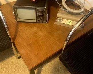 MCM Herman Miller Harvey Probber Coffee Table, Vintage RCA Portable Tv, Vintage Rabbit Ears