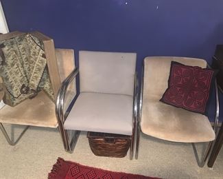 Rolled Arm Cantilever Chrome Chairs MCM