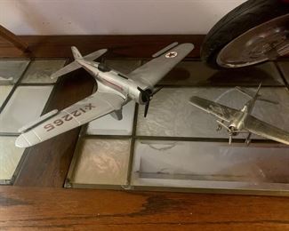 Leaded Glass & Wood Sofa Table