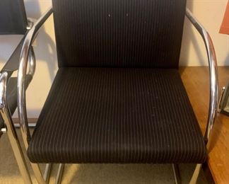 Black Striped Chrome Tube Cantilever Chairs