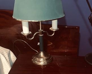 Beacon House Brass with Green Shade bedside Lamps