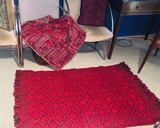 Red And Black Kilim Woven Rug Reversible