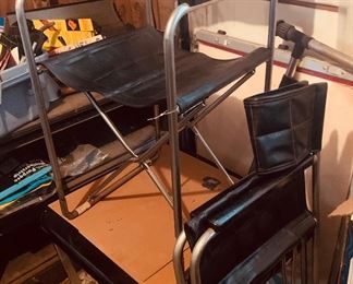 Chrome and Black Folding Director Chairs