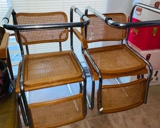Vintage 1970’s Cane Cantilevered Chairs Set of 4
