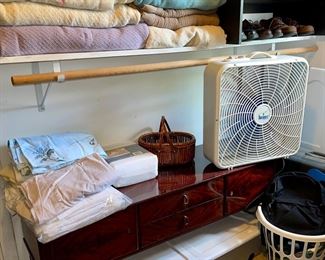 Tigers Wood Cabinet for the foot of the Matching Bed, Blankets, Dress Shoes