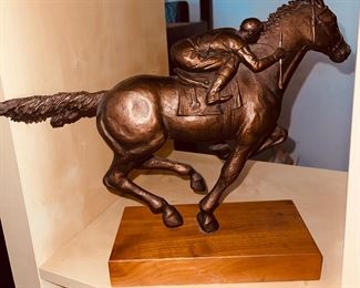 Race Horse and Rider Statue