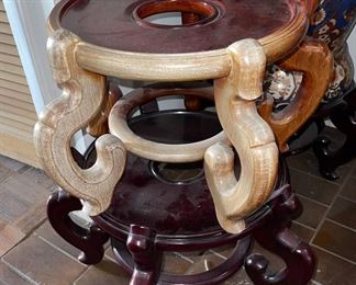 Chinese Wooden Fishbowl Planter Display Stands