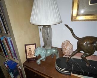 2 matching Crystal and Brass Lamps