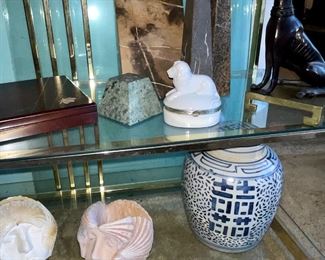 Blue and White Ironstone Asian Ginger Jar, Lion Dish