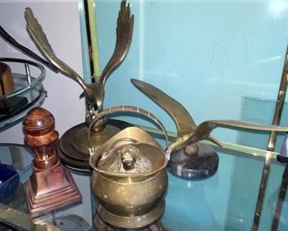 Brass Eagle, Brass Seagull, Brass Lion Pot