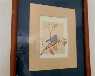 Signed Blue Bird Watercolor