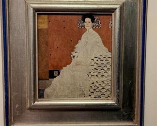 Vintage Framed 1906 Gustav Klimt Print Fritza Riedler Wood Frame