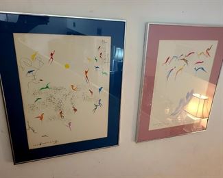 Signed Walter Falk watercolors Framed & Matted