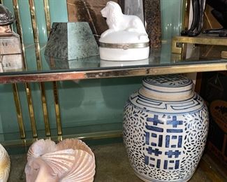 Several Marble Obelisk, Cast Plaster Lady Shell Heads