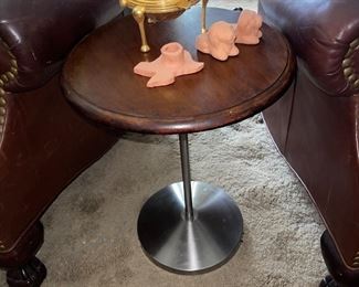Walnut and Chrome Side Table, Domed Ashtray