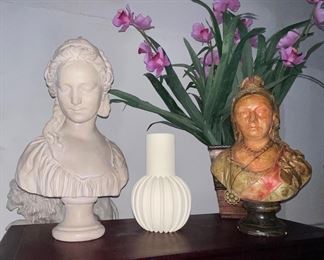 Vintage Reflecting Spirit' Bust Sculpture After Attiret cast Plaster, Plaster Queen Victoria Bust