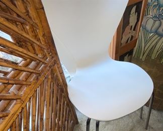 Modway White Chairs & Bamboo Room Divider