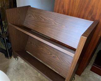 Vintage Rolling Book Shelf Library Cart