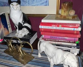 Ibex Brass Bookends, Marble Bookends, Western Art Book, Ranches Book and others