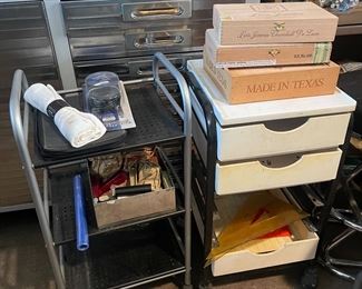 Rolling Carts, Cigar Boxes, Drafting Supplies