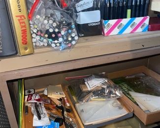 Watercolor Markers, Binder of Flexwood Weldwood Architectural Samples Full, Angles, Architecture Brushes, Instruments Templates