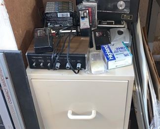 Steel File Cabinets , Amp, Tape Players, Mini Tape Player