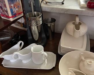 Shake Mixer, White Dishes, Tea Pot, Small Fan