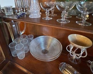 Channeled Optic Ribbed Glasses, Tall Press Glass Salt & Pepper