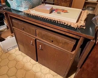Drop Leaf Serving Cabinet Rolling Cart