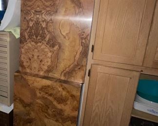 Burl Maple Paneled Pedestals Mid Century
