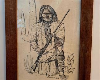 Signed Geronimo frame picture