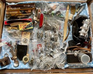 Vintage Pens, Mickey Mouse Childs Silverware, Lead Civil War Soldiers, Knives