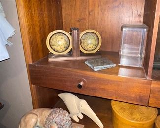 Lion Box, Globe Bookends, Wooden Box