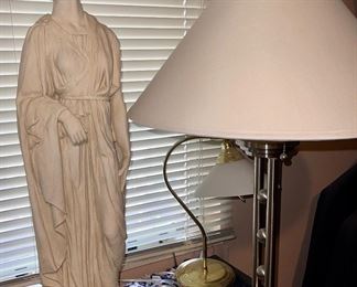 Classic Maiden Statue, Chrome Lamp 1 of 2, Brass Lamp