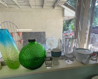 Colored Glass, Egg Cup, Vases