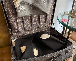 Vintage Suitcase with Cover Giraffe Fabric