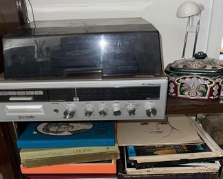Panasonic Stereo Lp Player, Variety Of Lps and Record Sets, Vintage Record Player Stereo Stand