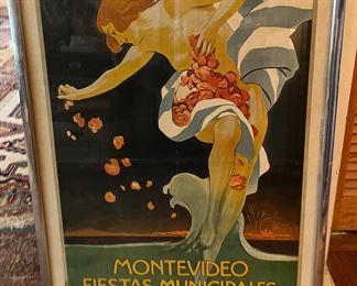 Montevideo Fiestas Municipales Vintage Travel Poster Framed