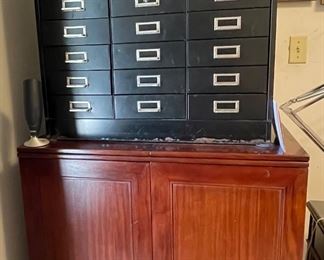 30 Drawer Steel Metal Cabinet, Mahogany Storage Cabinet