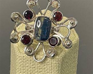 Sterling Silver Multicolor Gemstone Ring