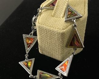 Triangle Multicolor W Sterling Silver Bracelet