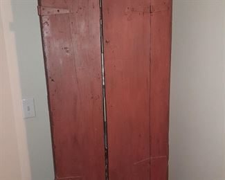 Large Antique Handmade Wooden Armoire Cabinet W/ Shelves & Drawers