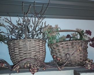 Large Baskets W/ Floral Decor