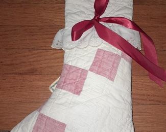 Stocking Made From A 1910 Stepping Stone Handmade Antique Quilt W/ COA