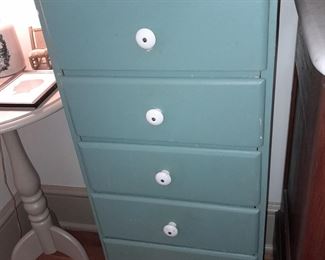 Green Painted Tall Chest Of Drawers