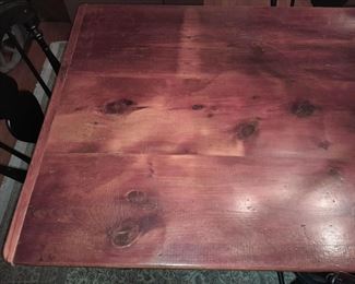 BEAUTIFUL & Perfectly Aged Wooden Plank Dining Room Table W/ 4 Black Chairs