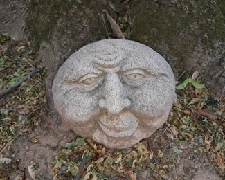Concrete Face Garden Statue